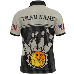 American Flag Bowling Jersey For Men Patriotic Bowling Shirt Team League Bowling Polo Shirt BDT310