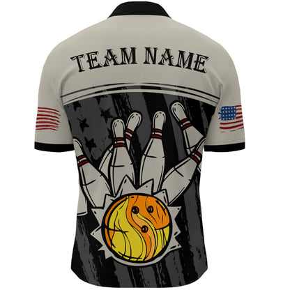 American Flag Bowling Jersey For Men Patriotic Bowling Shirt Team League Bowling Quarter-Zip Shirt BDT310