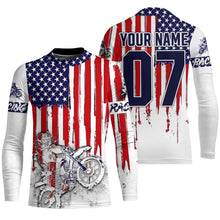 Load image into Gallery viewer, Personalized Motocross Jersey American Flag UPF30+ Adult&amp;Youth Dirt Bike Shirt Motorcycle Racing PDT694