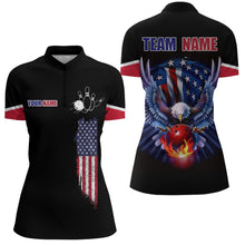 Load image into Gallery viewer, American Bowling Quarter-Zip Shirt For Men &amp; Women Custom Eagle Bowling Team Jersey Black BDT539