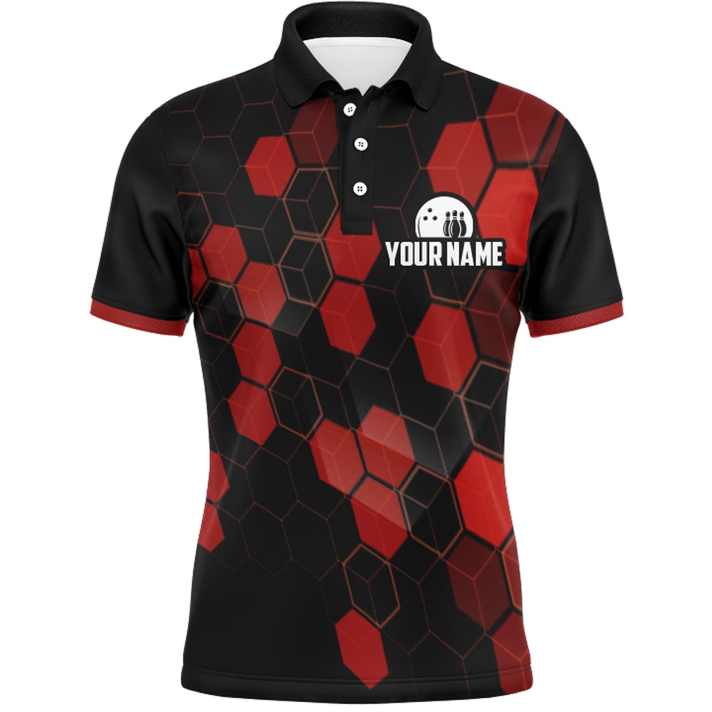 Black&Red Bowling Jersey Men Bowling Team League Shirt Custom Bowling Polo Shirt BDT315