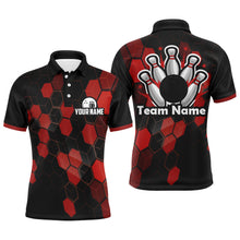 Load image into Gallery viewer, Black&amp;Red Bowling Jersey Men Bowling Team League Shirt Custom Bowling Polo Shirt BDT315