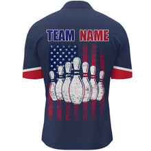 Load image into Gallery viewer, Navy Bowling Quarter-Zip Shirt For Men Custom American Bowling Team Jersey Patriot Bowling Shirt BDT318