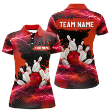 Load image into Gallery viewer, Custom Red Bowling Polo Shirts for Men &amp; Women Lightning Thunder Bowling Team Jerseys BDT455