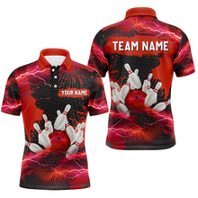 Load image into Gallery viewer, Custom Red Bowling Polo Shirts for Men &amp; Women Lightning Thunder Bowling Team Jerseys BDT455