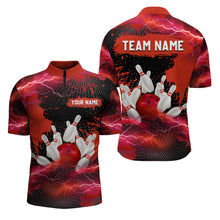 Load image into Gallery viewer, Custom Red Bowling Quarter-Zip Shirts Men &amp; Women Lightning Thunder Bowling Team Jerseys BDT455