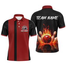 Load image into Gallery viewer, Red Flame Bowling Shirt for Men &amp; Women Custom Bowling Jersey Team League Bowling Polo BDT547