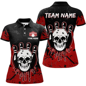 Red Skull Bowling Jersey for Men & Women Custom Polo Bowling Shirt Team Halloween Shirt BDT552