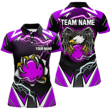 Load image into Gallery viewer, Custom Eagle Bowling Shirts for Men &amp; Women Polo Bowling Team Jerseys Purple BDT468