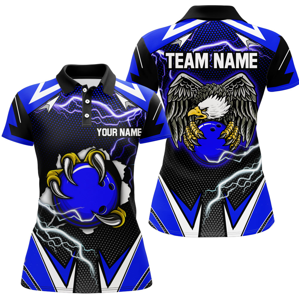 Custom Eagle Bowling Shirts for Men & Women Polo Bowling Team Jerseys Blue BDT468