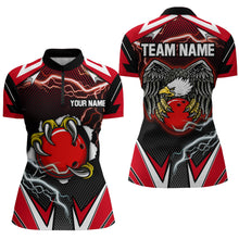 Load image into Gallery viewer, Custom Eagle Bowling Shirts for Men &amp; Women Quarter Zip Bowling Team Jerseys Red BDT468