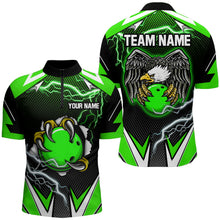 Load image into Gallery viewer, Custom Eagle Bowling Shirts for Men &amp; Women Quarter Zip Bowling Team Jerseys Green BDT468