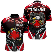 Load image into Gallery viewer, Custom Eagle Bowling Shirts for Men &amp; Women Quarter Zip Bowling Team Jerseys Red BDT468