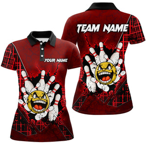 Funny Red Bowling Polo Shirts Men Women Custom Bowling Team Jersey Unisex Bowler Gift BDT489