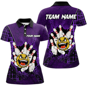 Funny Purple Bowling Polo Shirts Men Women Custom Bowling Team Jersey Unisex Bowler Gift BDT489