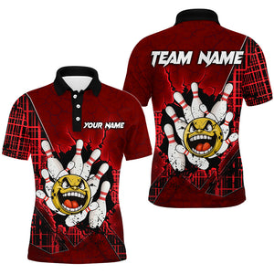 Funny Red Bowling Polo Shirts Men Women Custom Bowling Team Jersey Unisex Bowler Gift BDT489