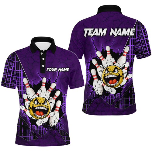 Funny Purple Bowling Polo Shirts Men Women Custom Bowling Team Jersey Unisex Bowler Gift BDT489