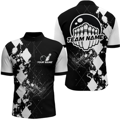 Bowling Quarter-Zip Shirts For Men Bowling Team League Jersey Custom Bowling Shirt BDT218