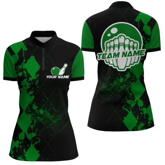Bowling Quarter-Zip Shirts Women Bowling Team League Jersey Custom Bowling Shirt BDT219