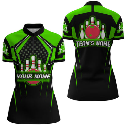 Personalized Bowling Jersey For Women Bowling Quarter-Zip Shirt For Team Strike BDT271