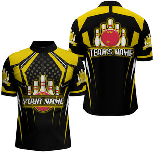 Personalized Bowling Jersey For Men Bowling Quarter-Zip Shirt For Team Strike BDT271