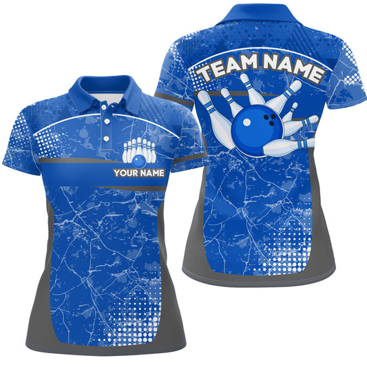 Custom Blue Bowling Shirt For Men & Women Camo Bowling Team Jersey Polo Bowling Shirts BDT582