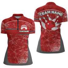 Load image into Gallery viewer, Custom Red Bowling Shirt For Men &amp; Women Camo Bowling Team Jersey 1/4 Zip Bowling Shirts BDT582