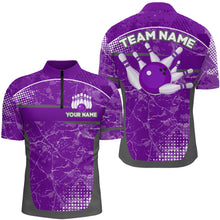 Load image into Gallery viewer, Custom Purple Bowling Shirt For Men &amp; Women Camo Bowling Team Jersey 1/4 Zip Bowling Shirts BDT582