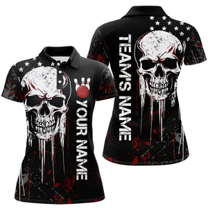 Red Skull Bowling Shirts Men & Women Custom Halloween Bowling Jersey Team Polo BDT554
