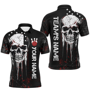 Red Skull Bowling Shirts Men & Women Custom Halloween Bowling Jersey Team Polo BDT554