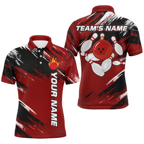 Custom Bowling Jersey for Men & Women Flame Red Bowling Polo Shirt Team League BDT556