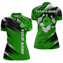 Load image into Gallery viewer, Custom Bowling Jersey for Men &amp; Women Flame Green Bowling Quarter-Zip Shirt Team League BDT556