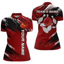 Load image into Gallery viewer, Custom Bowling Jersey for Men &amp; Women Flame Red Bowling Quarter-Zip Shirt Team League BDT556