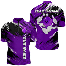 Load image into Gallery viewer, Custom Bowling Jersey for Men &amp; Women Flame Purple Bowling Quarter-Zip Shirt Team League BDT556