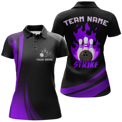 Custom Bowling Polo Shirt Women Strike Bowling Team Jersey American Flag Bowling Shirt BDT380