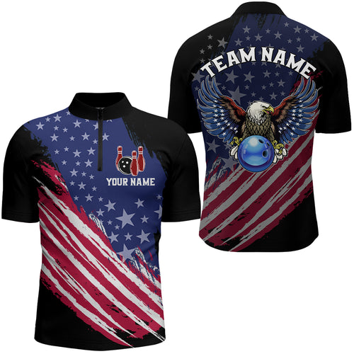 American Bowling Shirt Men & Women Eagle Bowling Jersey Custom Team Bowling Shirts 1/4 Zip BDT587