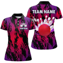 Load image into Gallery viewer, Red&amp;Purple Camo Bowling Shirt Unisex Bowling Team Jersey Men &amp; Women Custom Bowling Polo BDT558