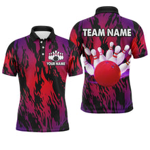 Load image into Gallery viewer, Red&amp;Purple Camo Bowling Shirt Unisex Bowling Team Jersey Men &amp; Women Custom Bowling Polo BDT558