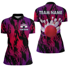 Load image into Gallery viewer, Red&amp;Purple Camo Bowling Shirt Unisex Bowling Team Jersey Men &amp; Women Custom Bowling 1/4 Zip BDT558