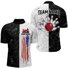 Load image into Gallery viewer, Black&amp;White Bowling Shirt Men &amp; Women Custom Patriotic Bowling Team Jersey Bowling 1/4 Zip BDT561