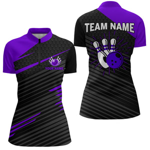 Personalized Bowling Jersey Women Custom Bowling Shirt Team Bowling Quarter-Zip Shirts BDT343