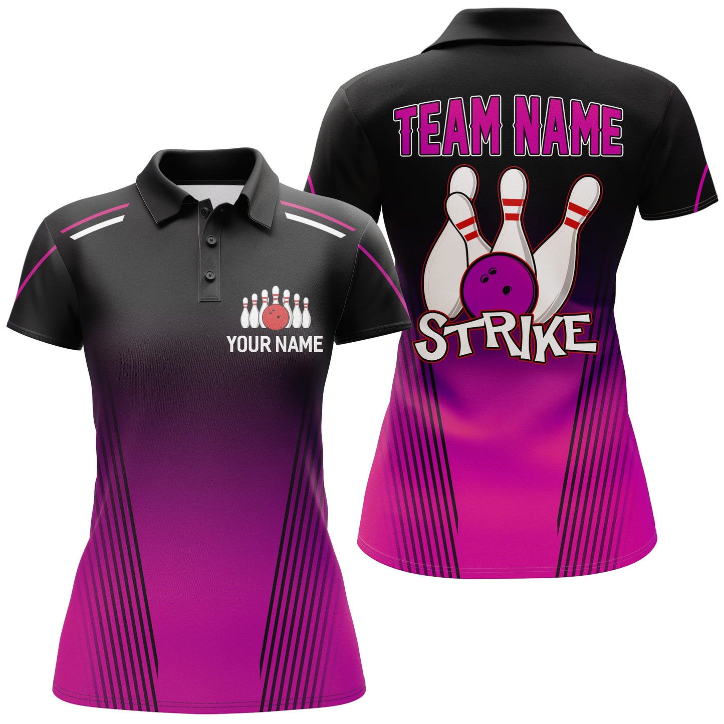 Strike Bowling Shirts For Women Custom Bowling Polo Shirts Team League Bowling Jerseys BDT346