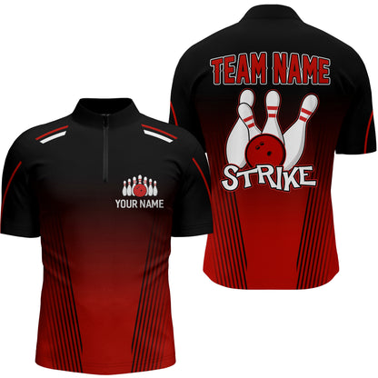 Strike Bowling Shirts For Men Custom Bowling Quarter-Zip Shirts Team Bowling Jerseys BDT346