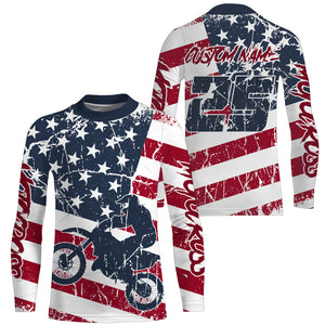 Personalized Motocross Jersey Kid Men UPF30+ American Flag Dirt Bike Shirt MX Off-Road Motorcycle PDT621