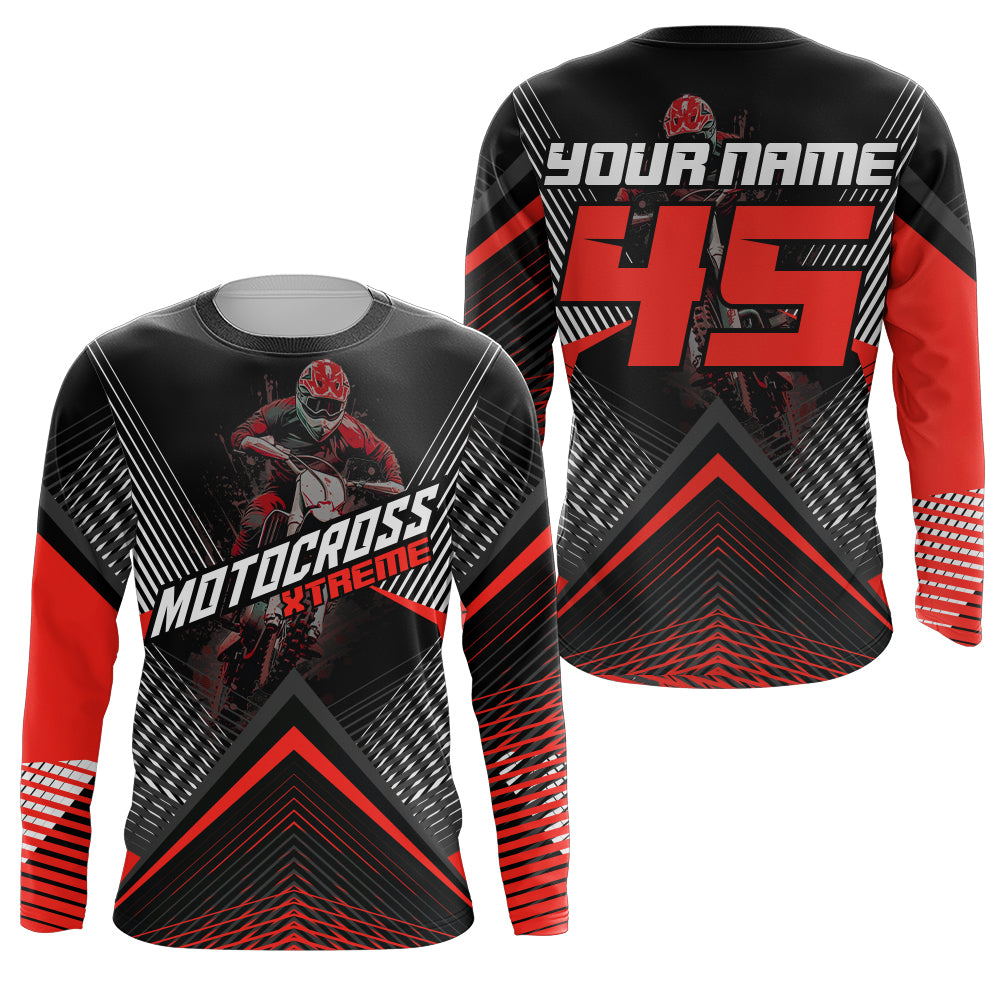 Custom Motocross Riding Jersey Men Women Kid Upf30+ Red MX Dirt Bike Shirt Off-Road Jersey PDT673