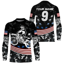 Load image into Gallery viewer, Camo Dirt Bike Jersey Kid Men Women Custom UPF30+ American Flag Motocross Shirts Motorcycle Riding PDT708