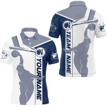 Personalized Navy Bowling Polo Shirt For Men Bowling Jersey Team League Bowlers BDT281