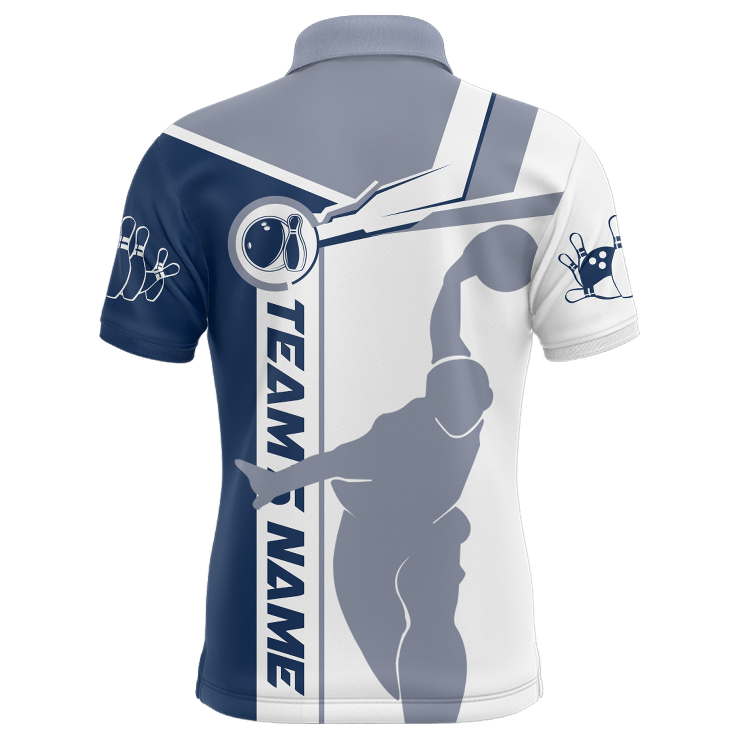 Personalized Navy Bowling Polo Shirt For Men Bowling Jersey Team League Bowlers BDT281