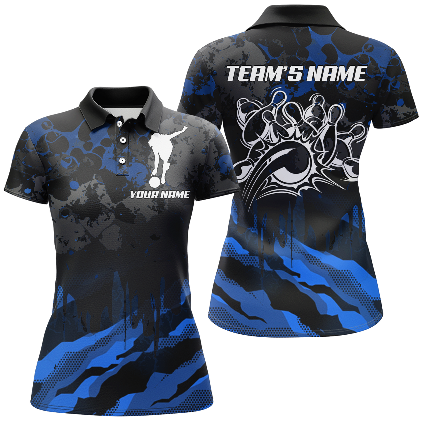 Women Bowling Polo Shirt Custom Camo Bowling Jersey Bowling Team League Shirt BDT285