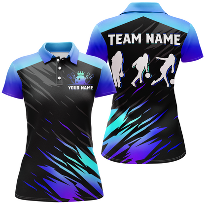 Blue Bowling Shirts Men & Women Custom Bowling Jersey Team Bowling Polo BDT525